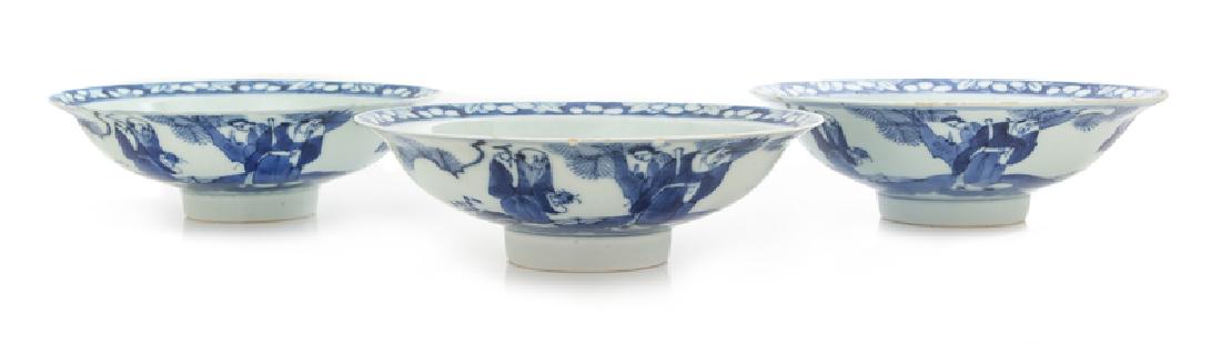 Three Chinese Export Canton Blue and White Porcelain (1 of 1)