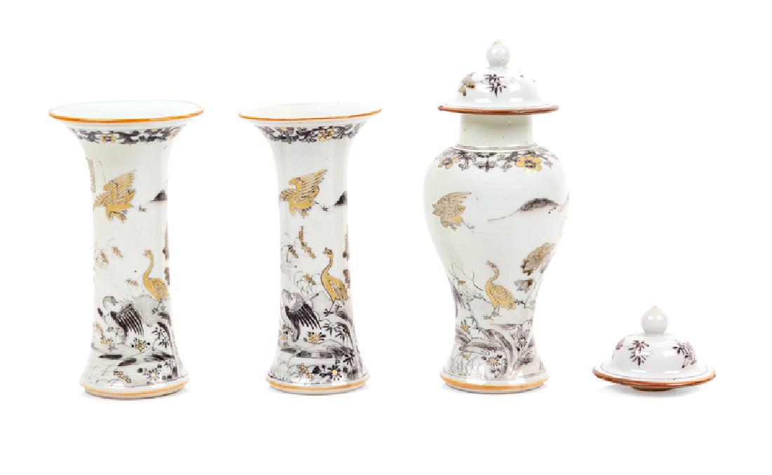 Three Chinese Export Grisalle Painted Porcelain Vases (1 of 2)