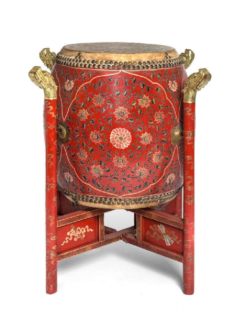 A Chinese Lacquer Drum on Stand 20TH CENTURY the drum (1 of 1)
