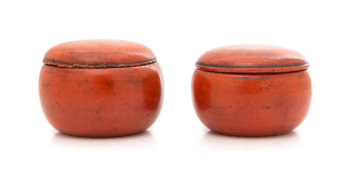 A Pair of Chinese Red Lacquered Covered Boxes QING (1 of 1)