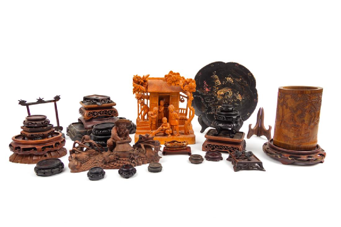 A Group of Chinese Wood Stands 20TH CENTURY Tallest: 23 (1 of 2)