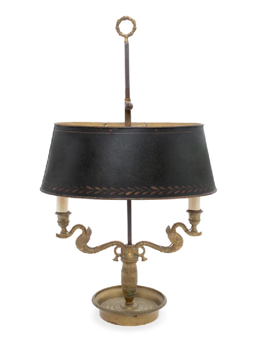 An Empire Style Brass and Painted Tôle Two-Light (1 of 1)