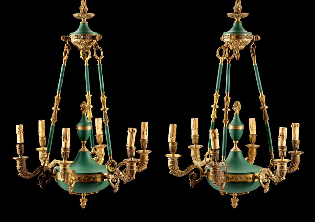 A Pair of Empire Style Six-Light Chandeliers (1 of 1)