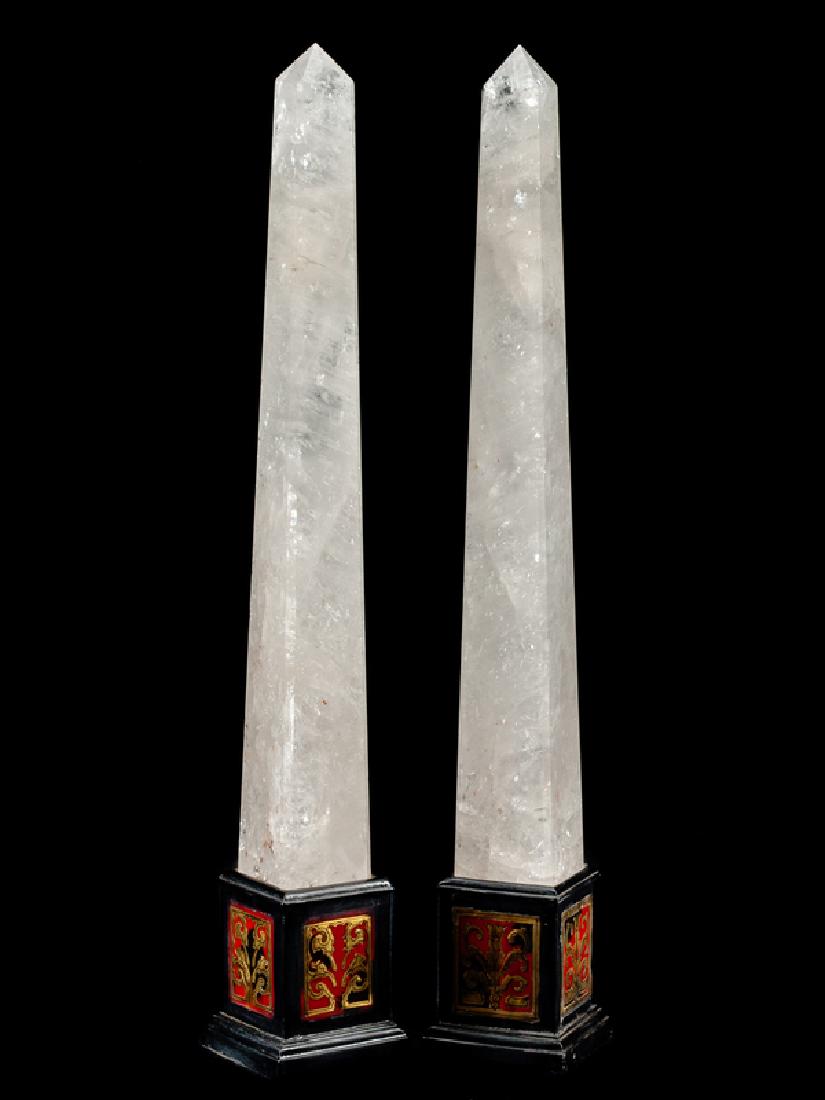 A Pair of Rock Crystal Obelisks with Boulle Marquetry (1 of 1)