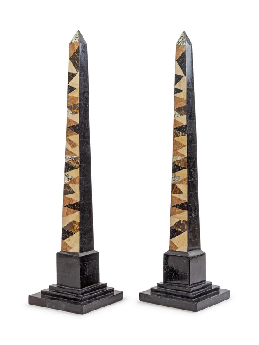 A Pair of Specimen Marble-Veneered Obelisks (1 of 1)
