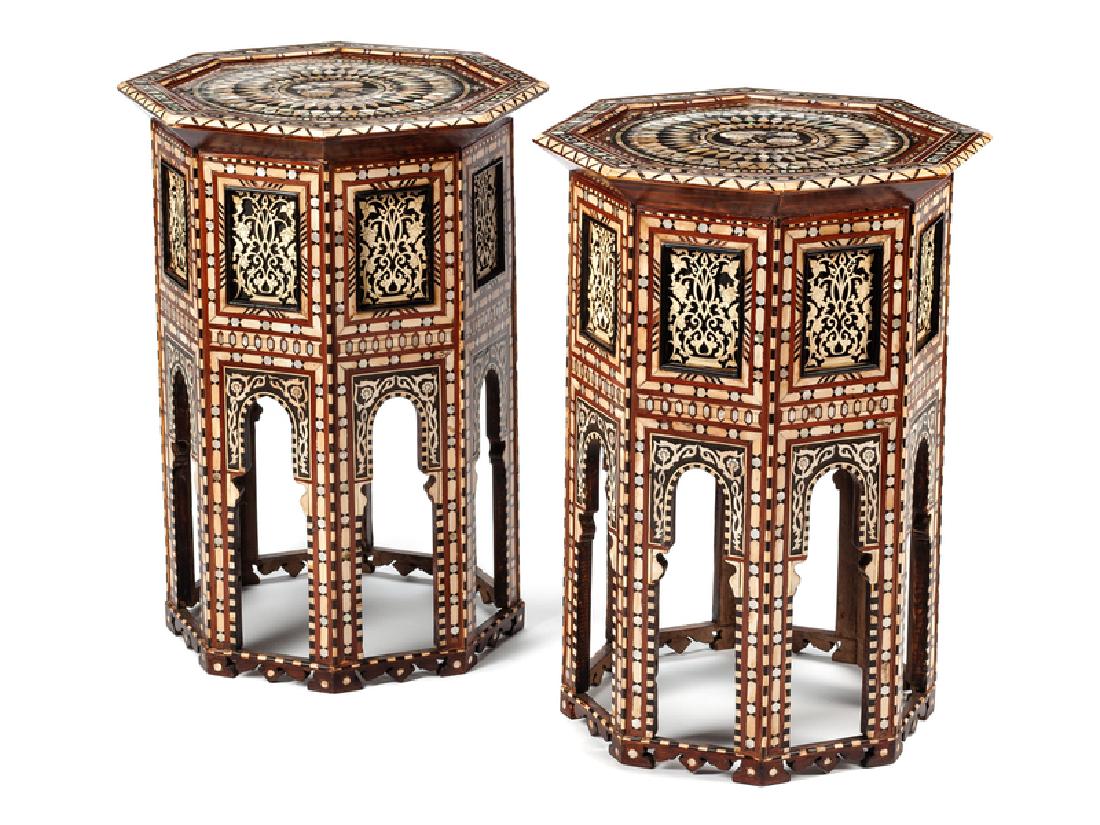 A Pair of Moorish Style Mother-of-Pearl Inlaid Tables (1 of 1)