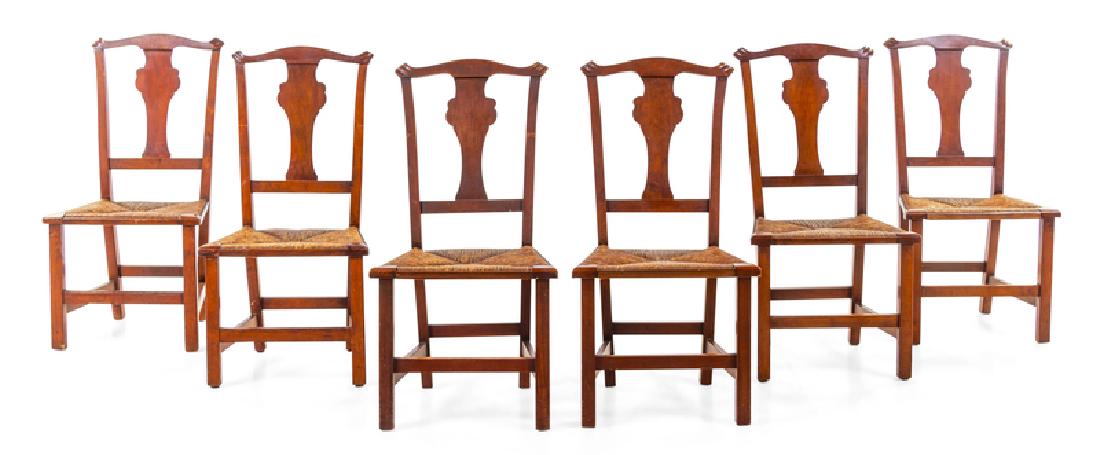 *A Set of Six Primitive Rush Seat Chairs (1 of 1)