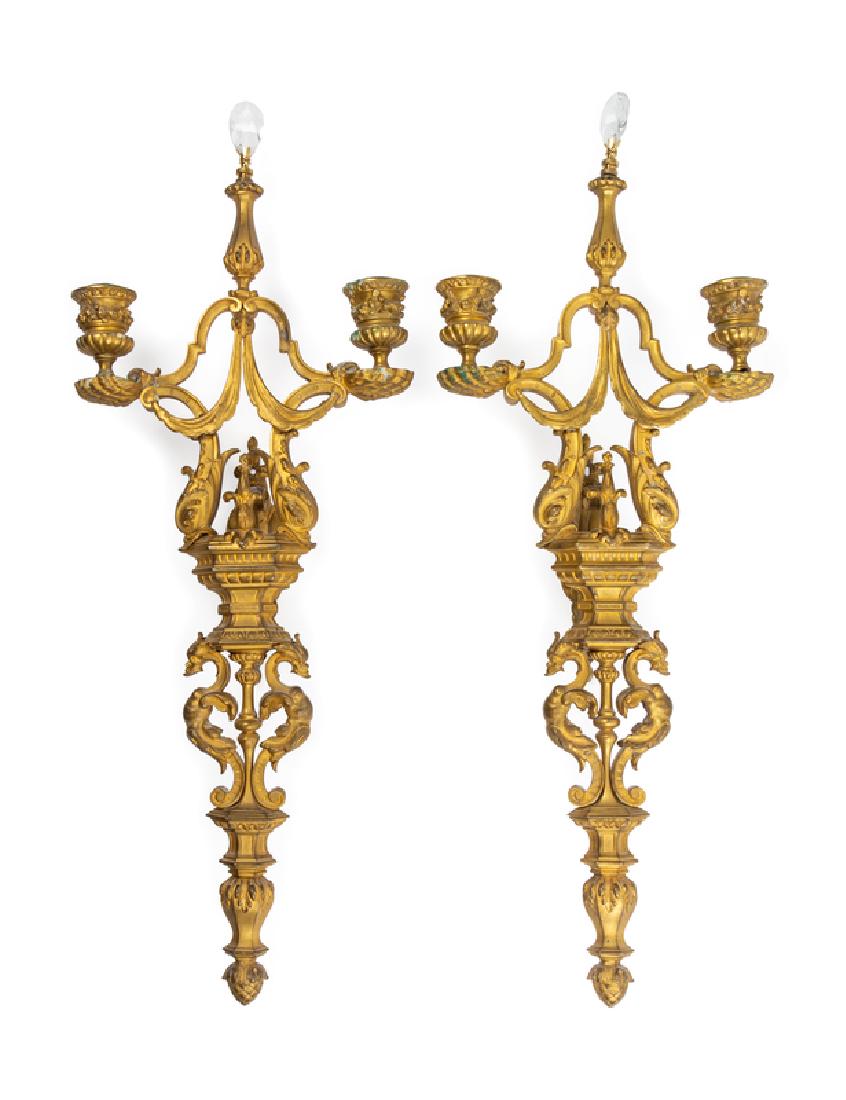 *A Pair of Neoclassical Gilt Bronze Two-Light Sconces (1 of 1)