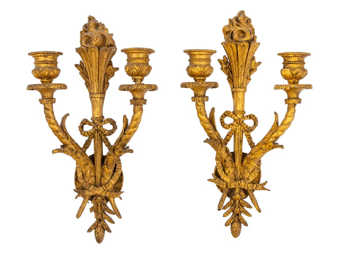 *A Pair of Neoclassical Giltwood Two-Light Sconces (1 of 1)