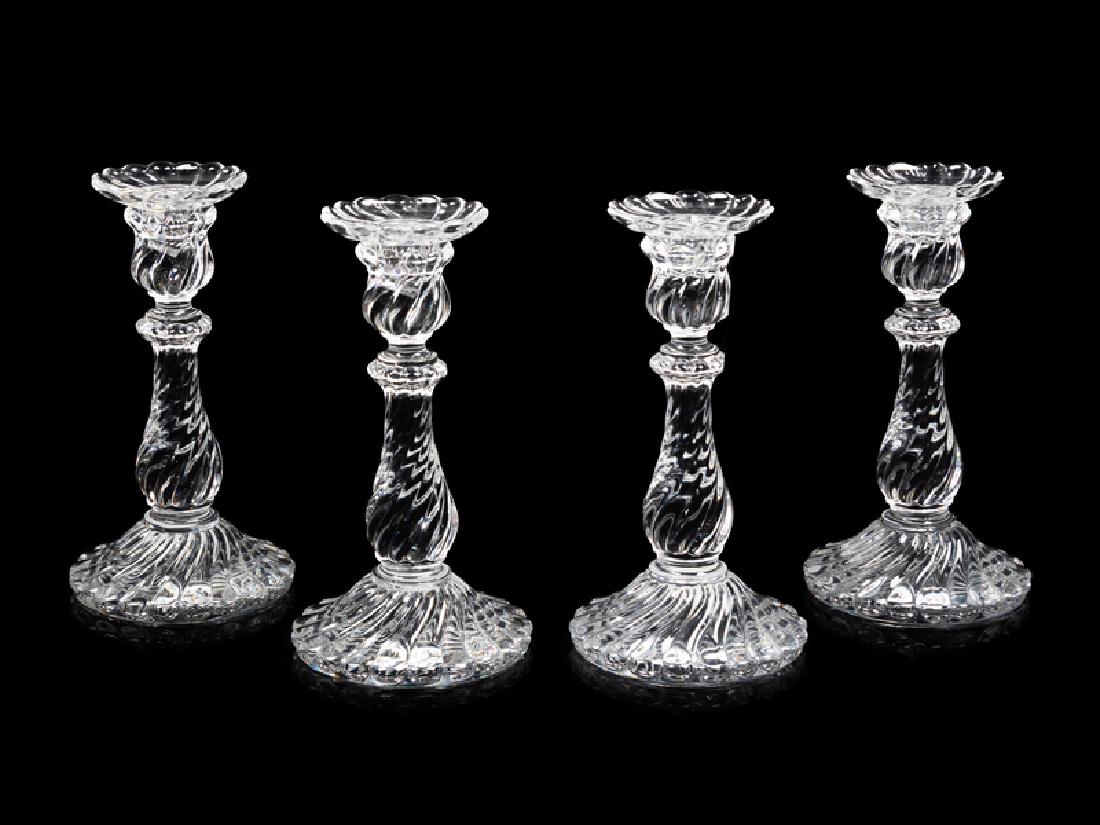 *Four Baccarat Molded Glass Candlesticks (1 of 2)