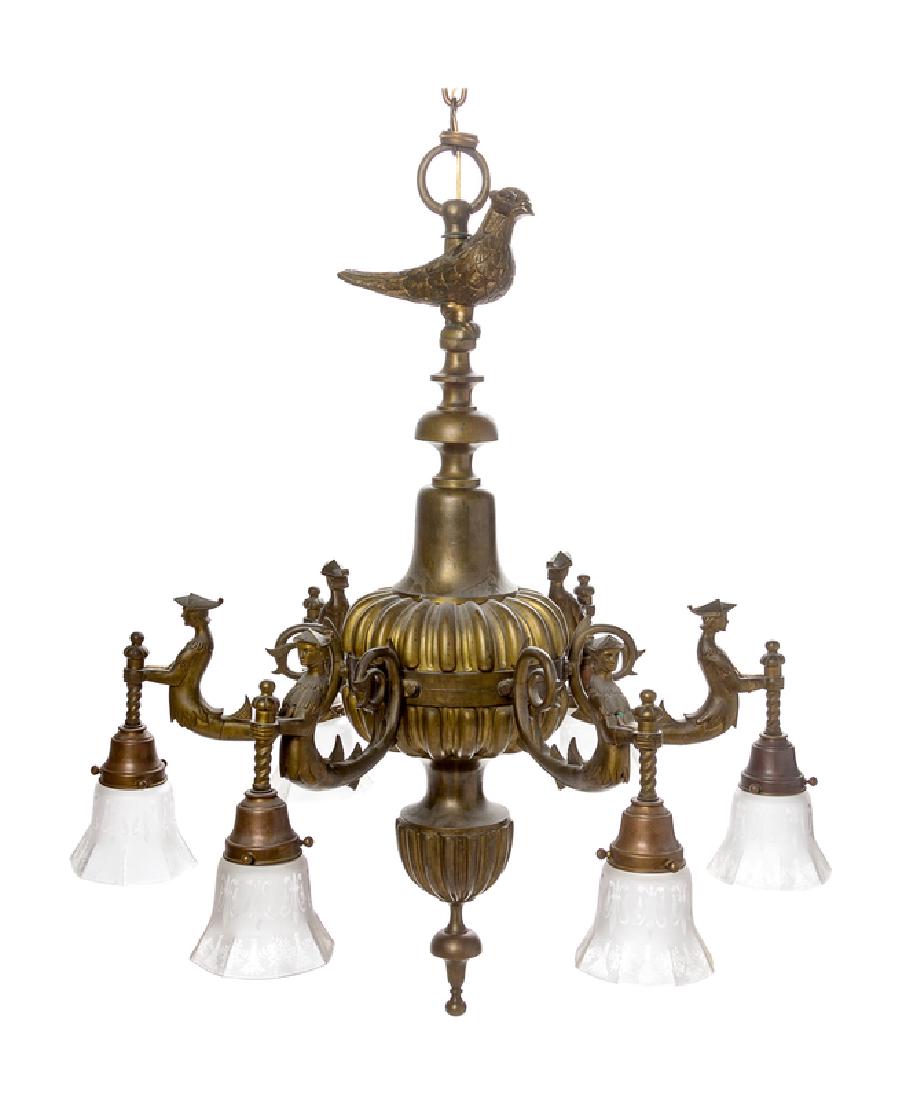 *A Continental Brass Six-Light Chandelier (1 of 1)