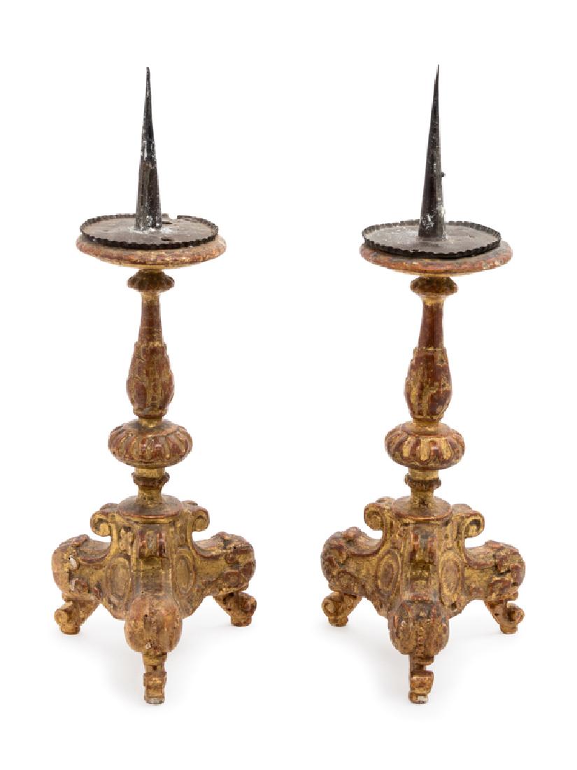 A Pair of Italian Giltwood Prickets (1 of 1)