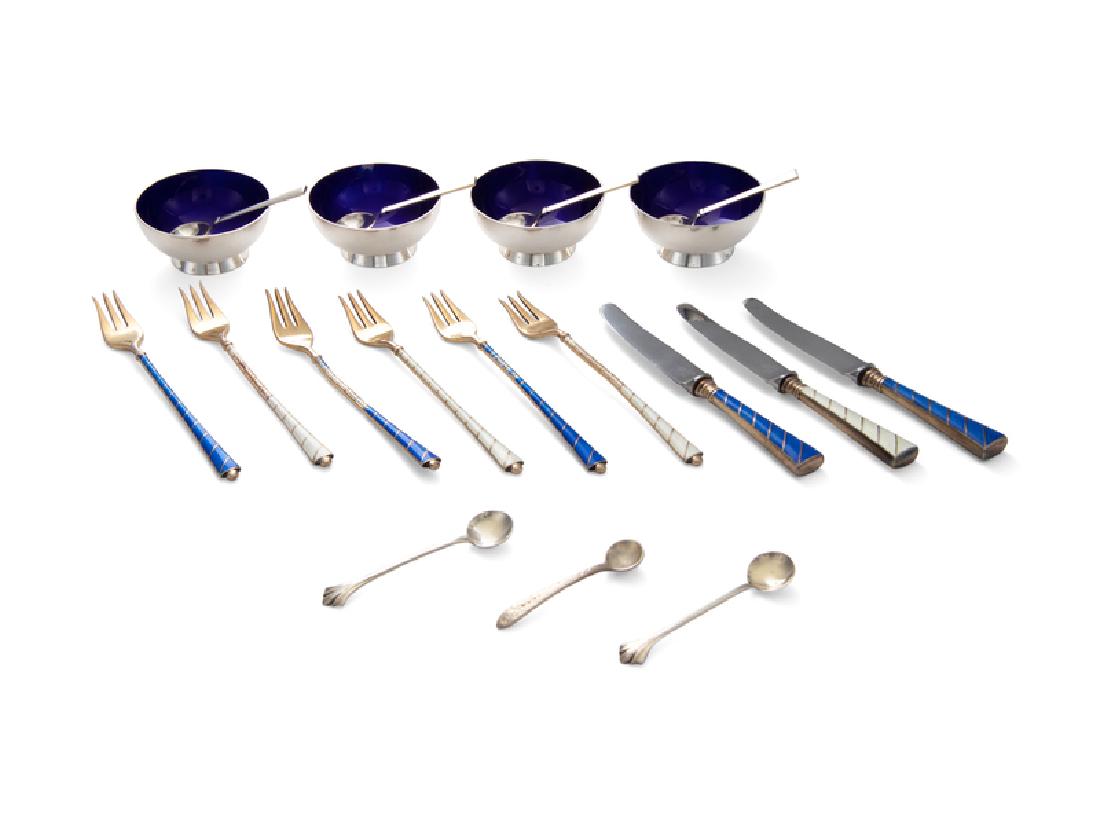 A Collection of Danish Enameled Silver Table Articles (1 of 2)