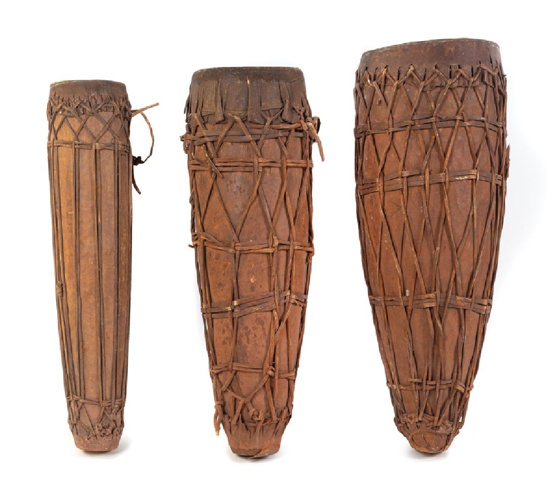 A Set of Three Ngbaka Leather-Bound Drums (1 of 1)