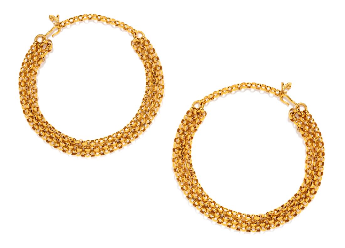 Two Salvatore Ferragamo Necklaces, 1980-90s: Two Salvatore Ferragamo Necklaces, 1980-90s Two identical necklaces of multiple strands of gold tone chain. Adjustable, max length: 22" and 23". Condition: Overall very good condition. The stated ov