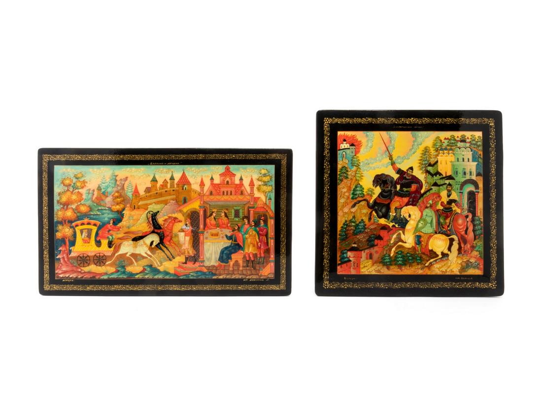 Two Russian Lacquered Boxes SECOND HALF 20TH C (1 of 3)