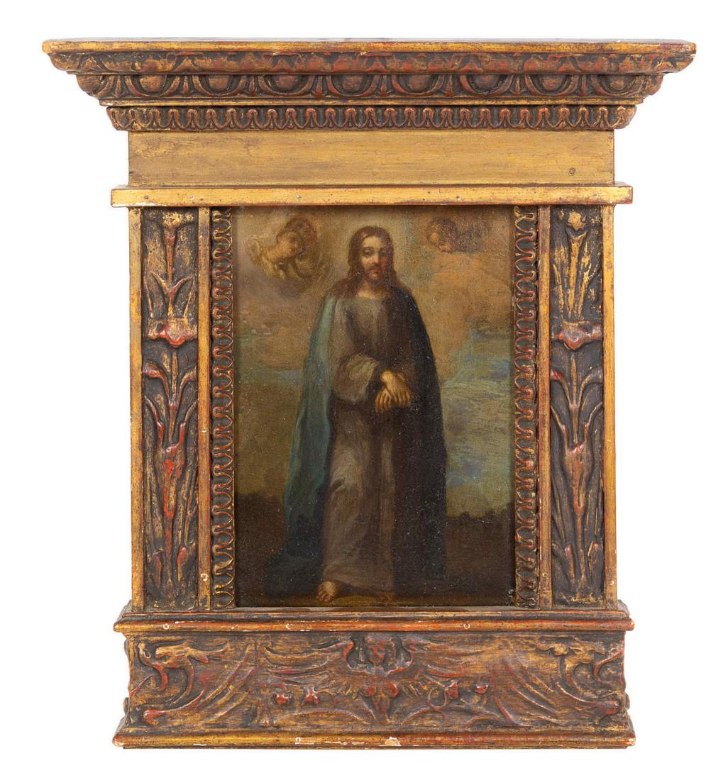 Artist Unknown 19TH CENTURY Jesus oil<br: Artist Unknown 19TH CENTURY Jesus oil 6 1/4 x 4 1/4 inches. Origin: Property from the Margaret A. Cooper Trust, Evanston, Illinois, sold to benefit St. Jude Children's Research Hospital