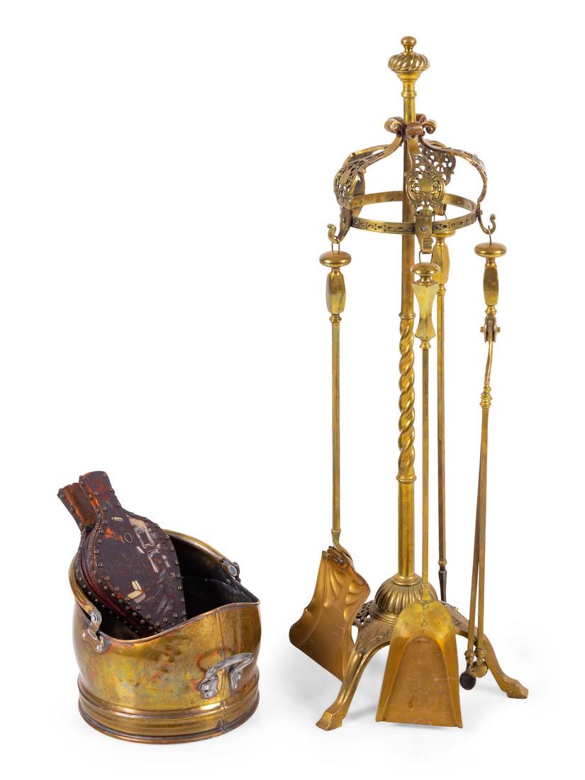 A Set of Brass Fireplace Tools LATE 19TH CENTU (1 of 2)