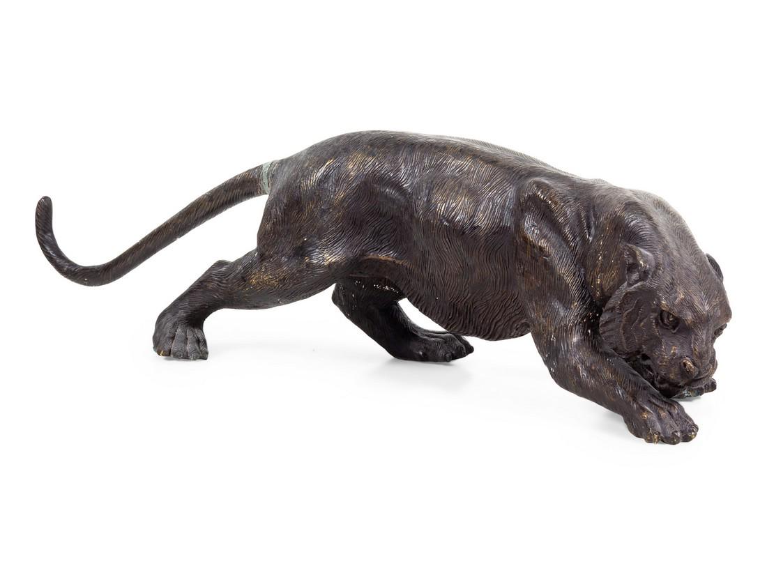 A Cast Metal Figure of a Leopard 20TH CENTURY< (1 of 1)
