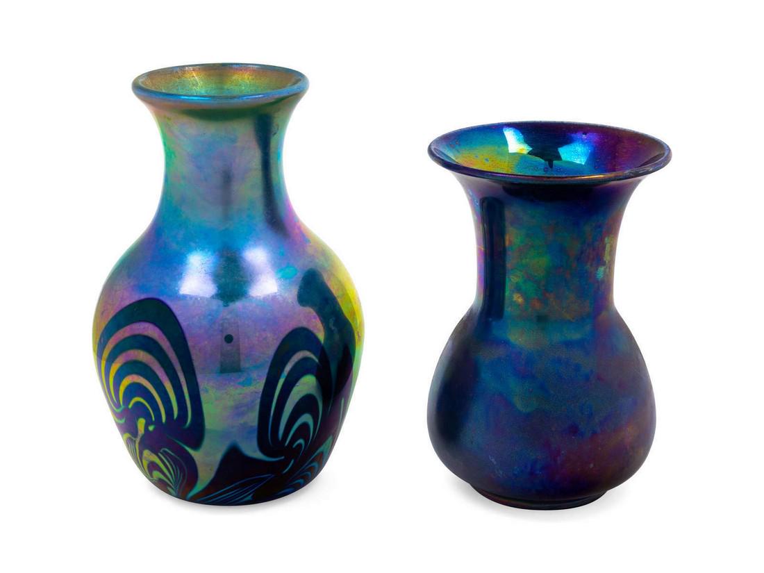 Two Glass Vases Height of taller 7 3/4 inches. (1 of 1)