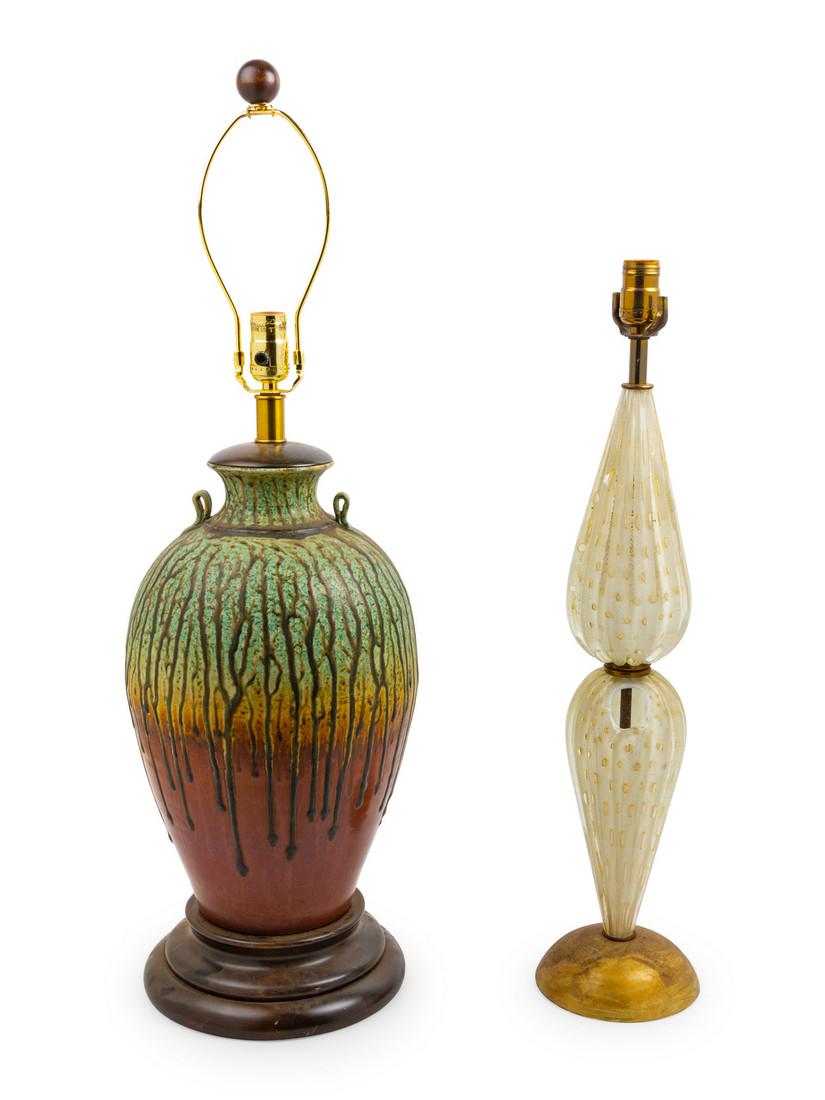 Two Mid-Century Lamps comprising one glass exa (1 of 1)