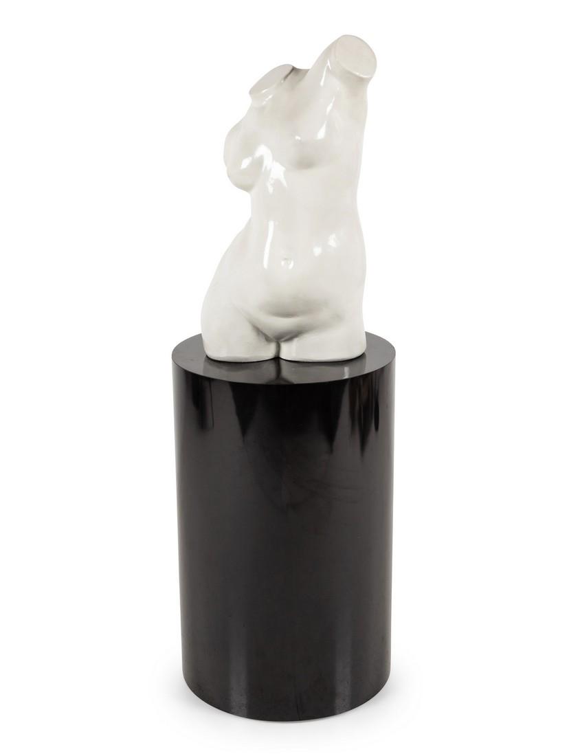 A Painted Wood Torso of a Woman 20TH CENTURY<b: A Painted Wood Torso of a Woman 20TH CENTURY Height 26 inches. Origin: Property from the Collection of James Flynn and Bill Wiley, Chicago, Illinois