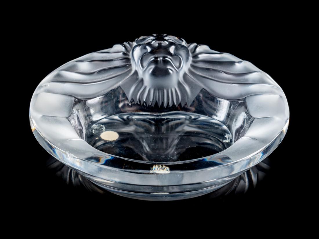A Lalique Frosted Glass Dish Tete de Lion e (1 of 2)