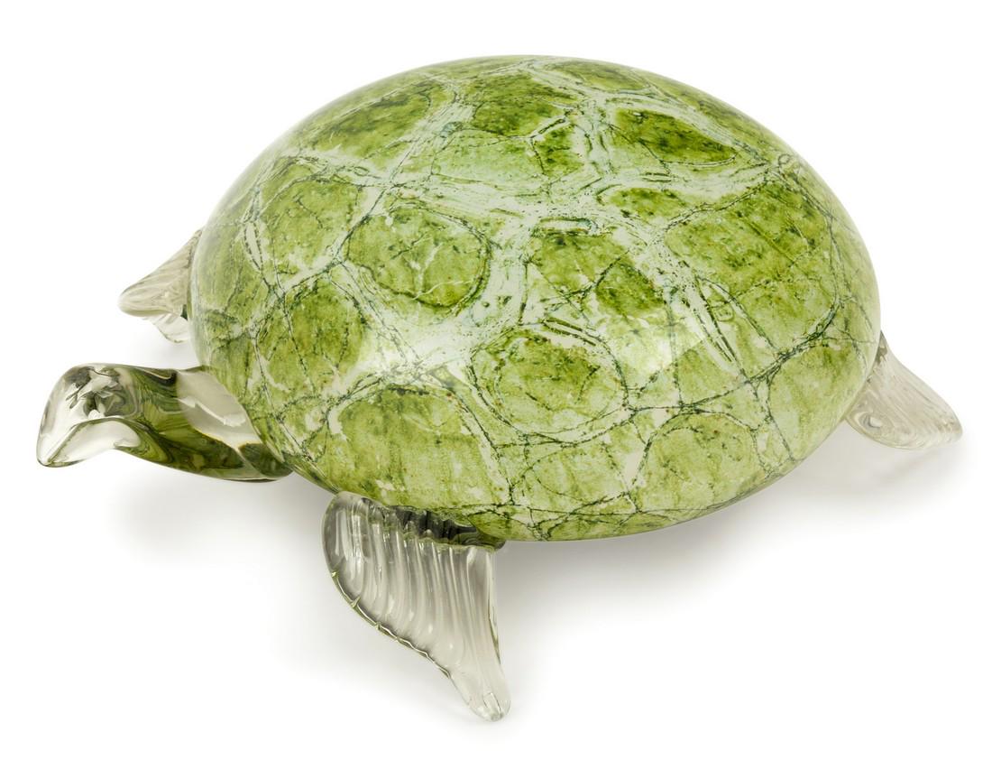 A Studio Glass Figure 20TH CENTURY in the f: A Studio Glass Figure 20TH CENTURY in the form of a turtle. Length 11 inches. Origin: Property from the Estate of Jacqueline Macomber, Fox Point, Wisconsin