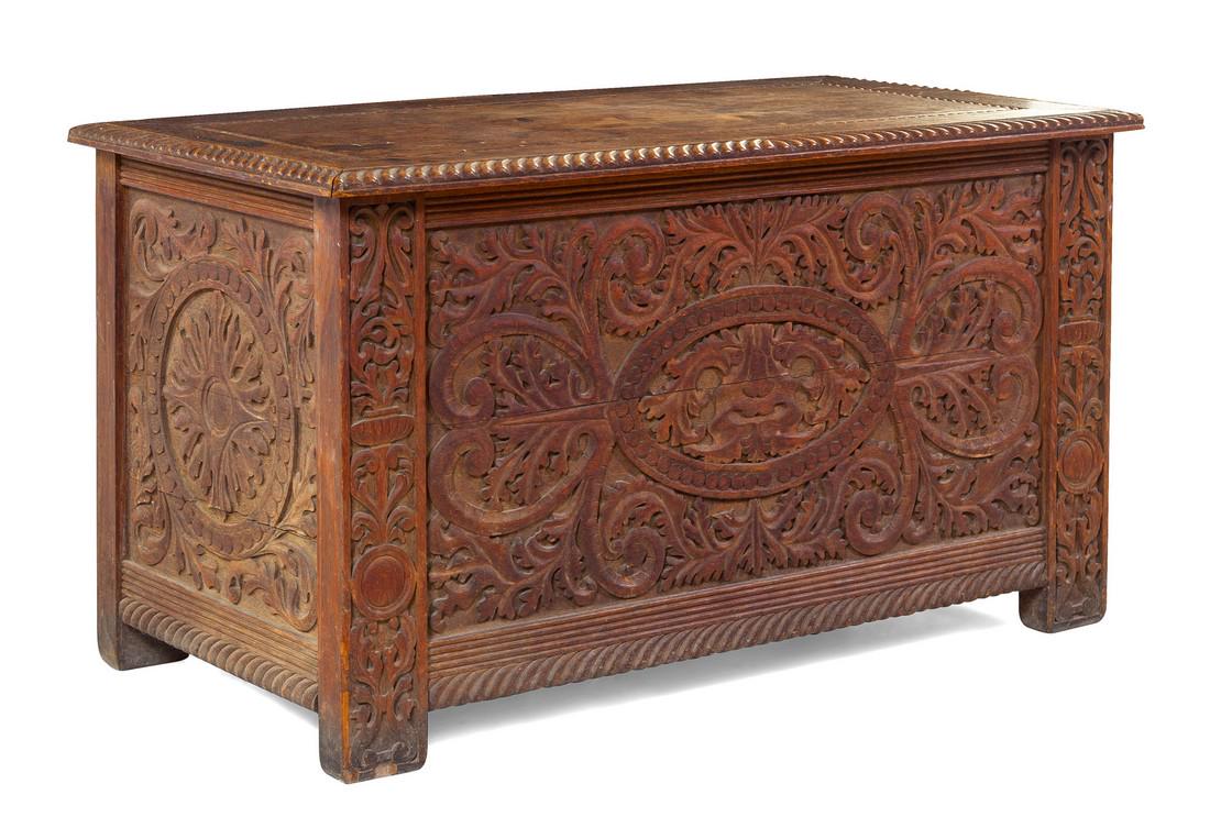 A Jacobean Revival Carved Trunk 19TH CENTURY<b (1 of 1)