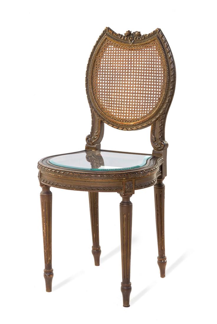 A Louis XVI Style Table Chair with Glass Seat (1 of 1)