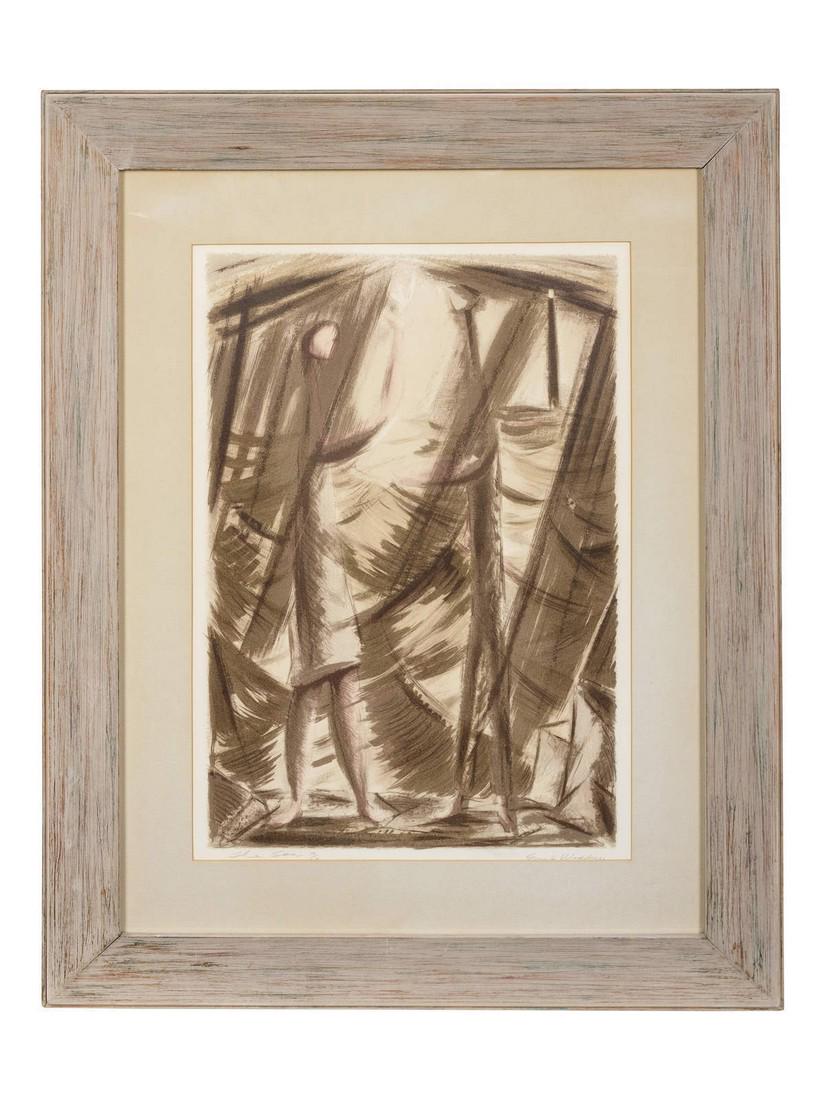 Emil Weddige (Canadian, 1907-2001) The Sea: Emil Weddige (Canadian, 1907-2001) The Sea lithograph signed and numbered 17/?? in pencil 22 1/2 x 15 inches. Origin: Property from the Helen Simons Trust, Chicago, Illinois