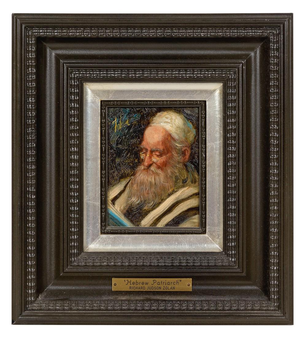 Richard Hudson Zolan (AMERICAN 1931-2001) H: Richard Hudson Zolan (AMERICAN 1931-2001) Hebrew Patriarch oil on board 4 1/2 x 3 1/2 inches. Origin: Property from the Margaret A. Cooper Trust, Evanston, Illinois, sold to benefit St. Jude Chil