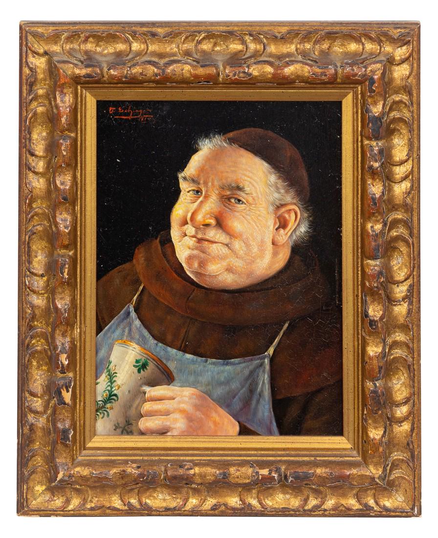 Artist Unknown 20TH CENTURY Monk with Mug<b (1 of 2)