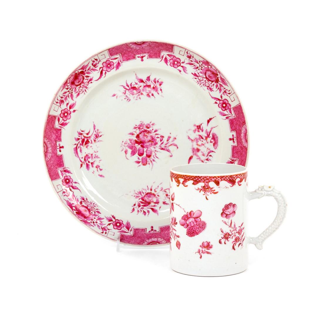 A Chinese Export Porcelain Mug and Plate 19th (1 of 1)