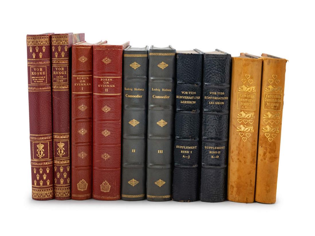 [Scandinavian Bindings]. A group of 5 works in 10: [Scandinavian Bindings]. A group of 5 works in 10 volumes. 1914-1948.