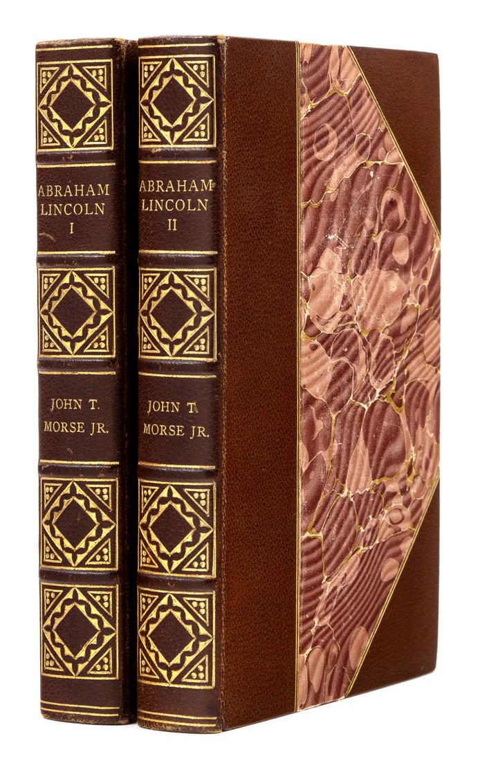 [AMERICAN STATESMAN]. €“ MORSE, John T. (1840-193: [AMERICAN STATESMAN]. €“ MORSE, John T. (1840-1937). Abraham Lincoln. Boston and New York: Houghton Mifflin Company, 1893. 2 volumes, 8vo (180 x 115 mm). Folding map to volume one. Contemporary ha