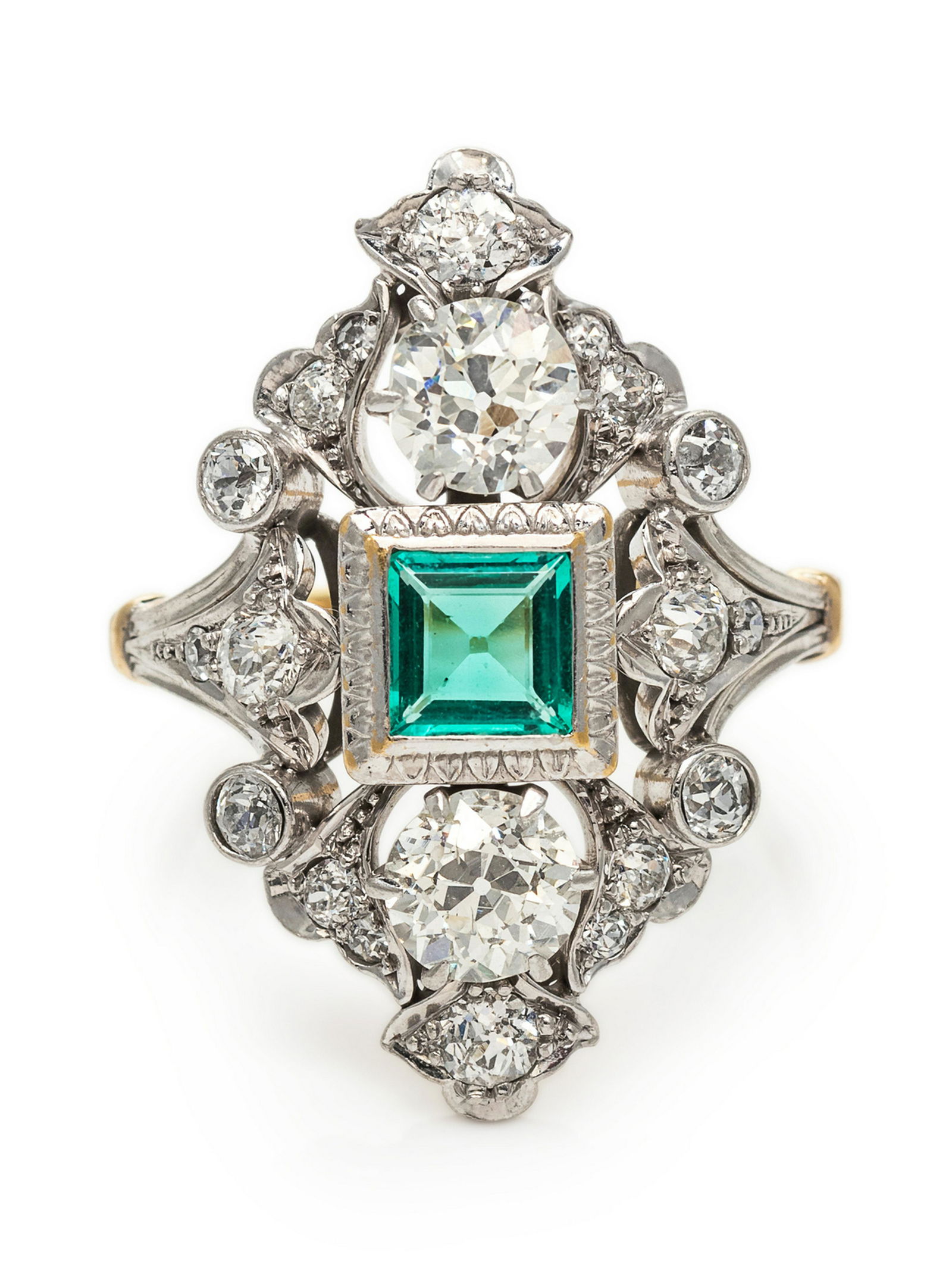 A Platinum Topped Yellow Gold, Emerald and Diamond (1 of 2)
