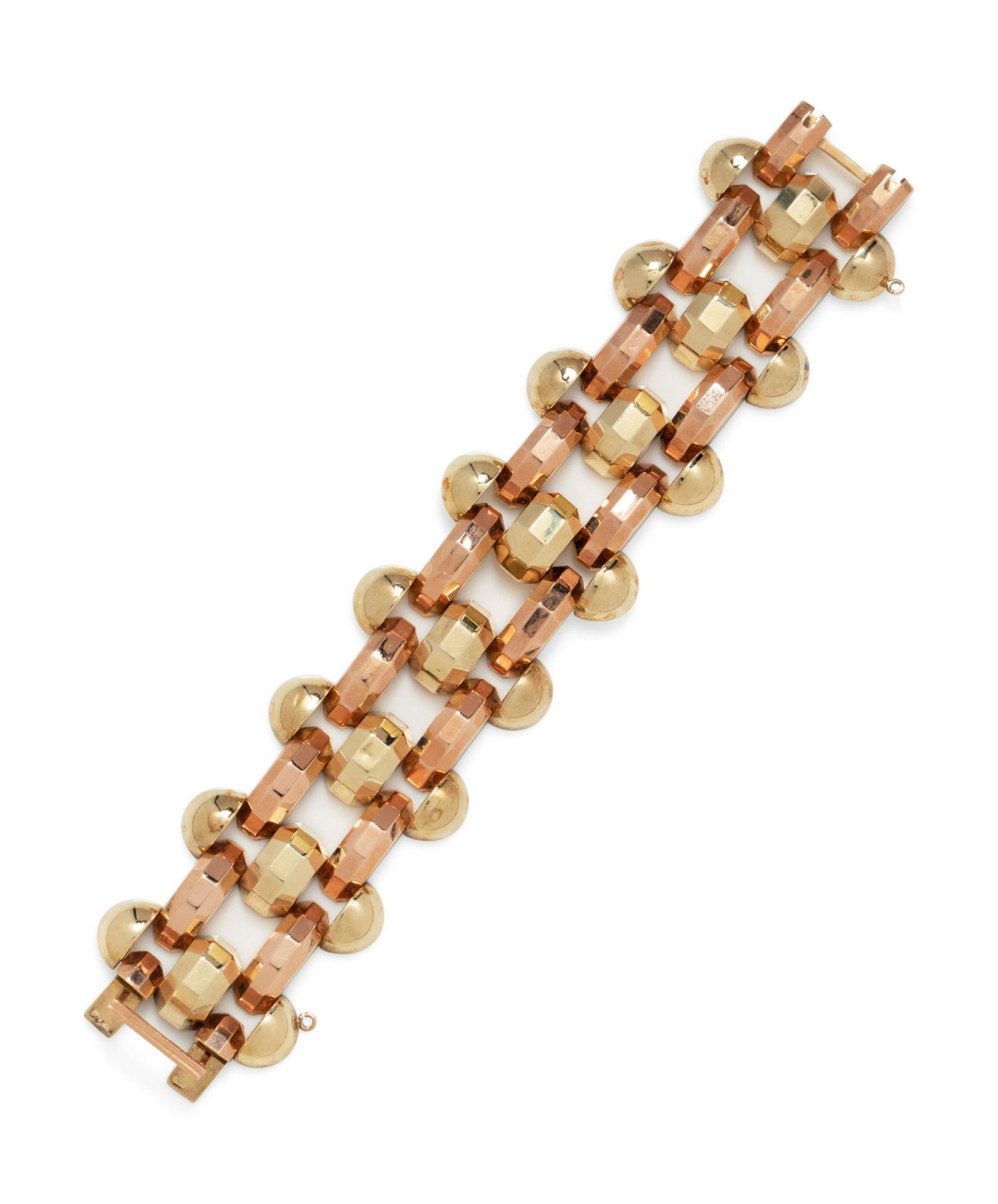 A Retro 14 Karat Bicolor Gold Link Bracelet, (1 of 1)