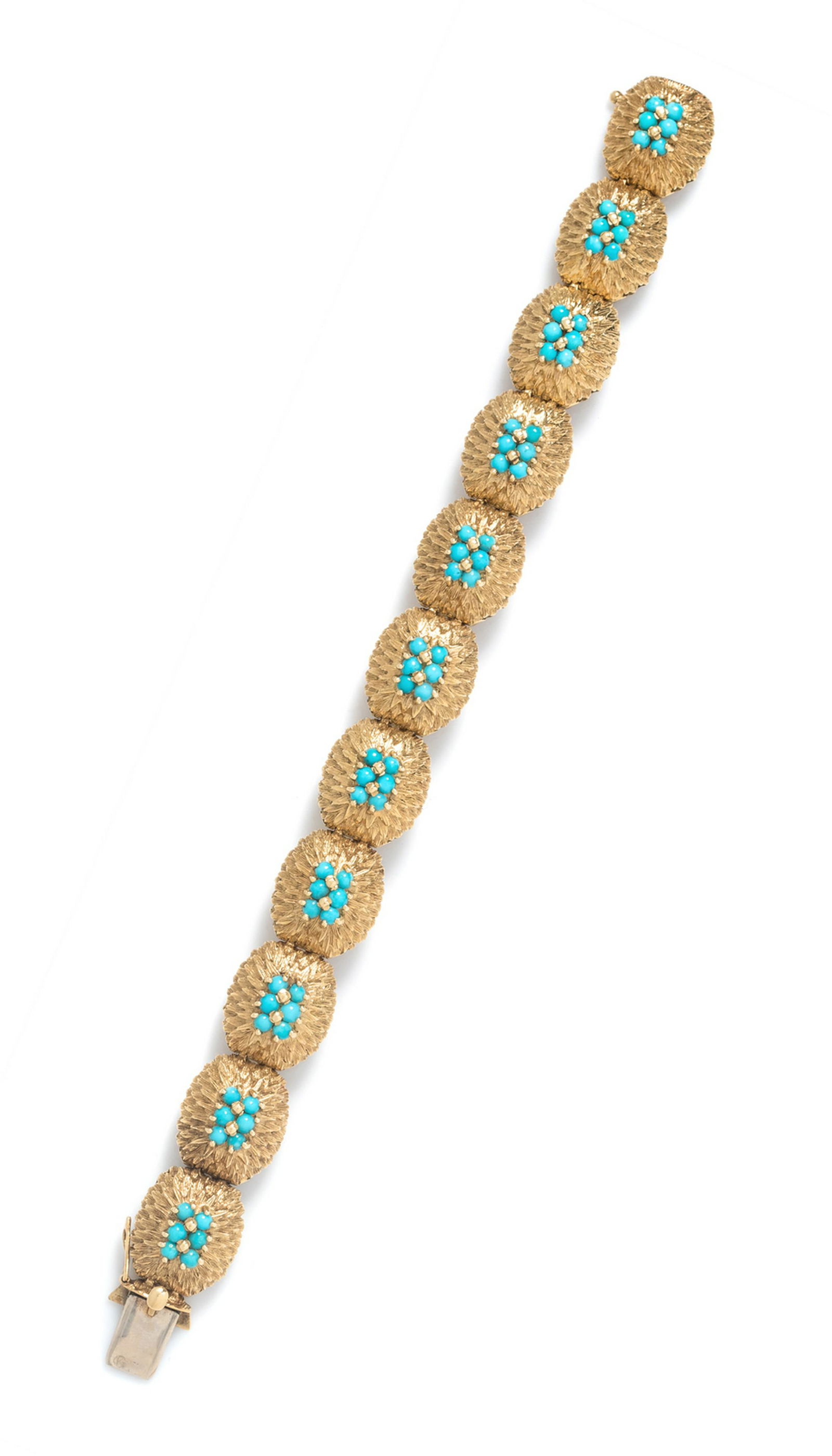An 18 Karat Yellow Gold and Turquoise Bracelet, (1 of 1)