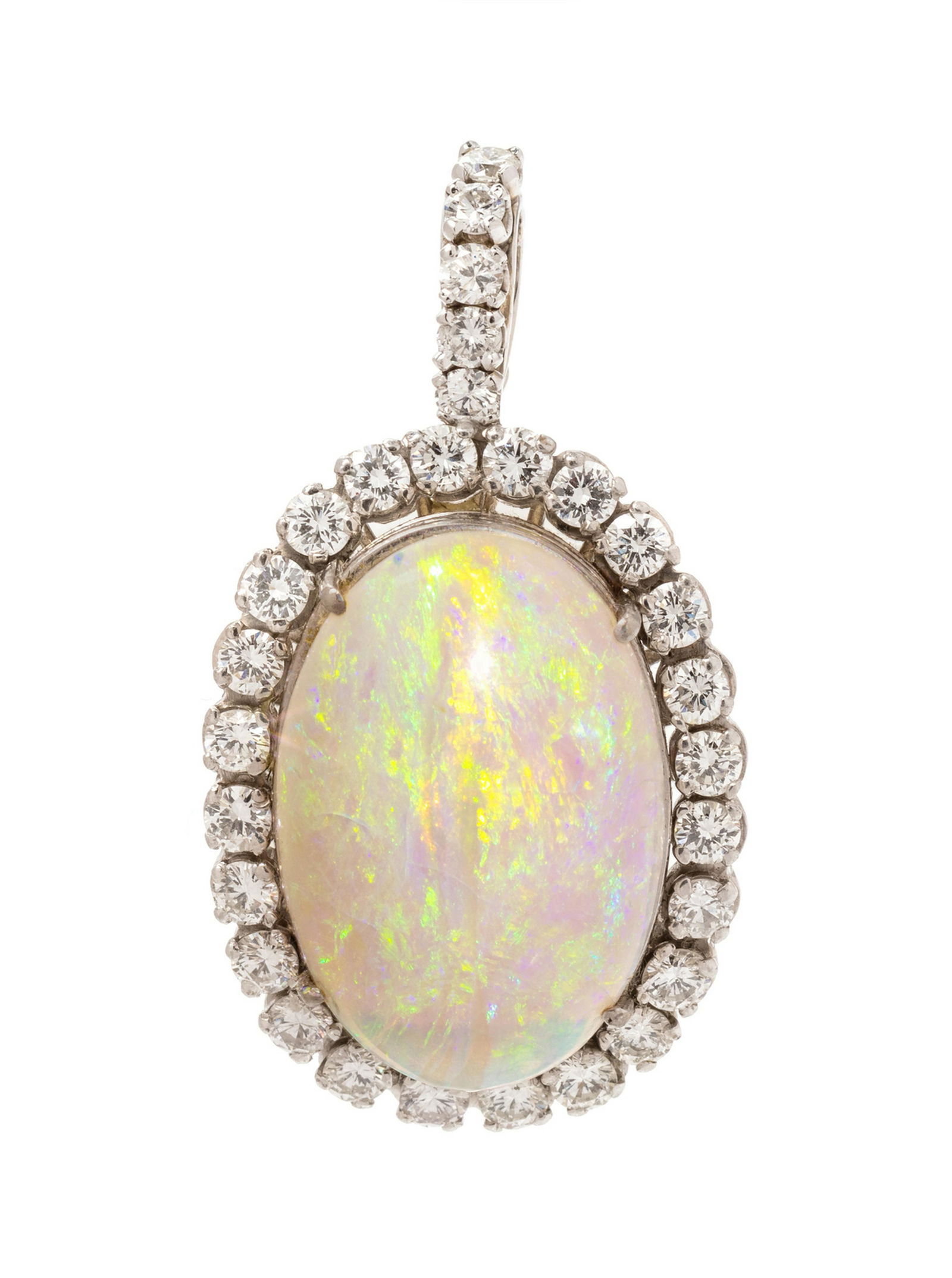 A White Gold, Opal and Diamond Pendant/Brooch, (1 of 1)