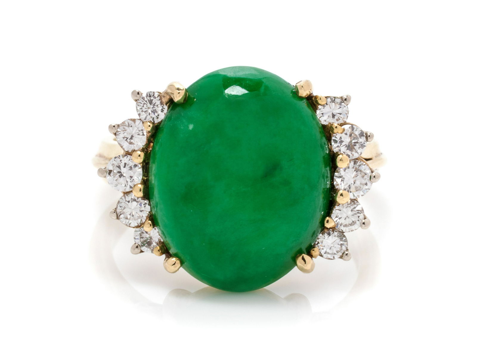 An 18 Karat Yellow Gold, Jadeite Jade and Diamond Ring, (1 of 2)
