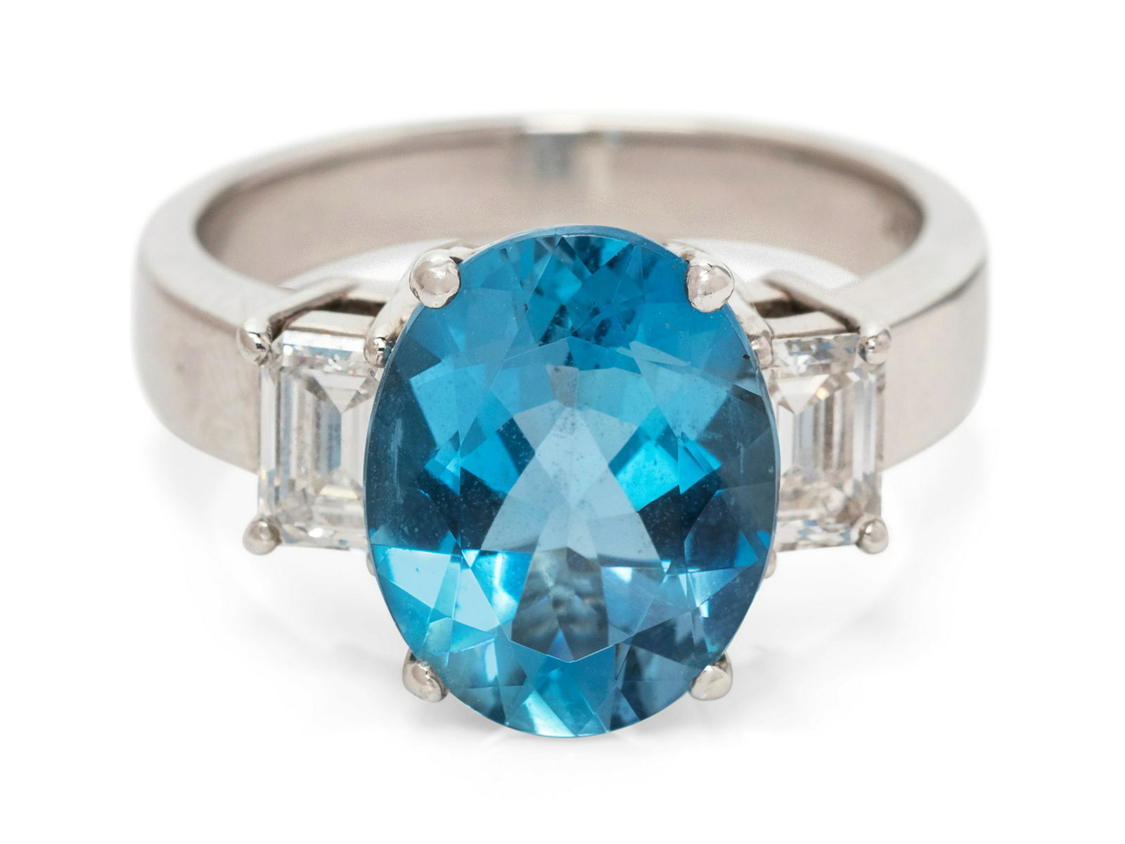 A Platinum, Aquamarine and Diamond Ring, (1 of 2)