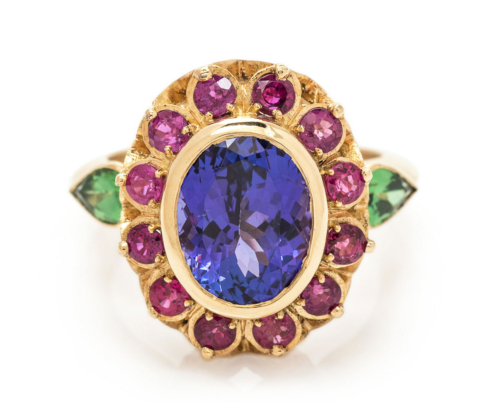 An 18 Karat Yellow Gold, Tanzanite, Ruby and Green (1 of 2)