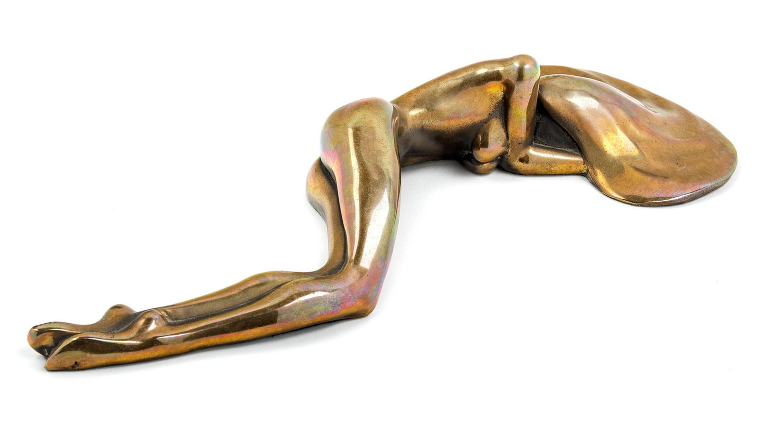 Tom Bennett (American, b. 1928) Reclining Female: Tom Bennett (American, b. 1928) Reclining Female Nude,1980 brass signed and numbered 27/100 Width: 13 inches.