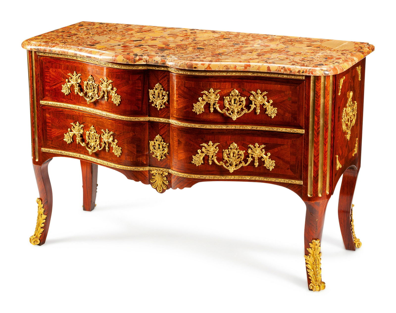 A Regence Style Gilt Bronze Mounted Parquetry Commode (1 of 1)