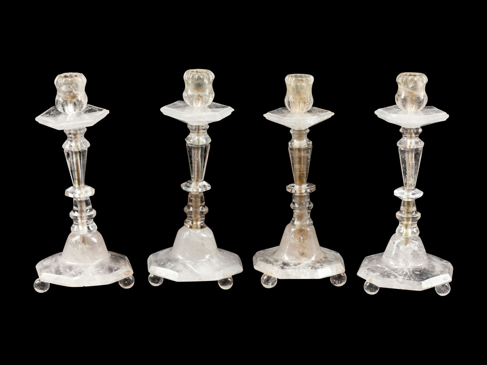 Four Louis XVI Style Rock Crystal Candlesticks (1 of 1)