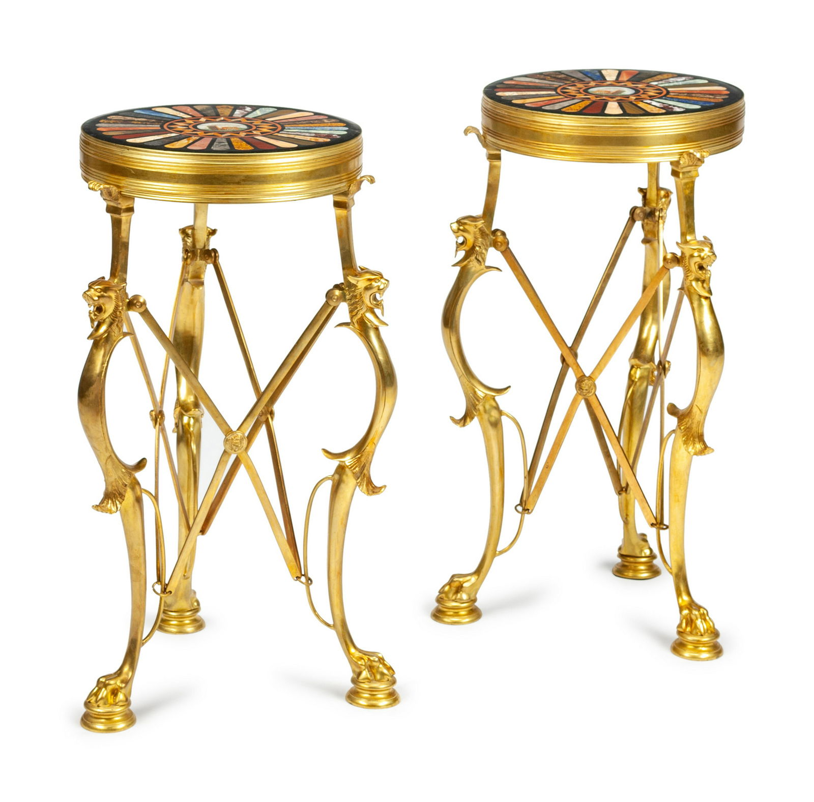 A Pair of Neoclassical Gilt Bronze Tables with (1 of 2)