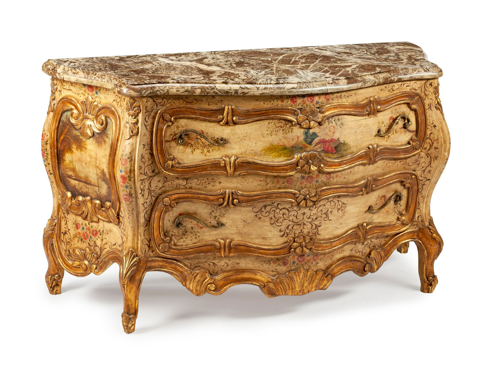 A Venetian Painted and Parcel Gilt Commode (1 of 1)
