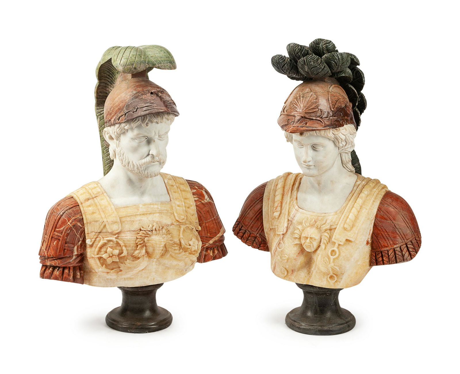 A Pair of Italian Multi-Colored Marble Busts (1 of 1)