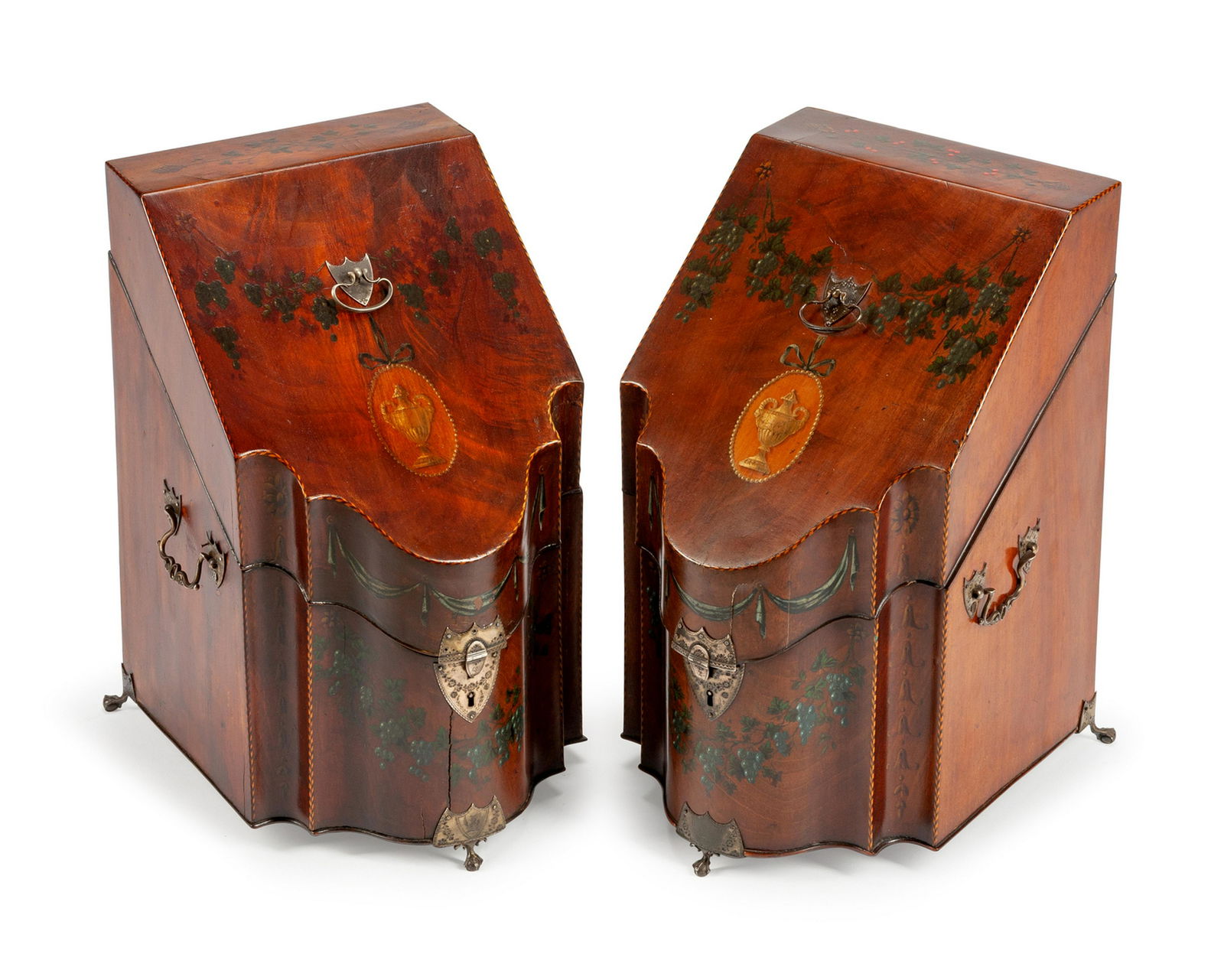 A Pair of George III Painted Mahogany Stationery Boxes (1 of 2)